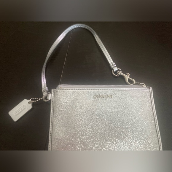 Coach Vintage glittery silver skinny zip wristlet wallet. Good used condition - Picture 2 of 9